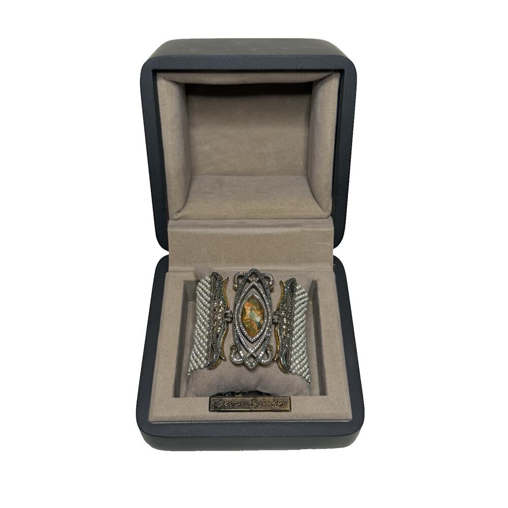 Sevan Bicakci 24k Gold Pearl Bracelet Reverse Bird Intaglio With Lock 146g